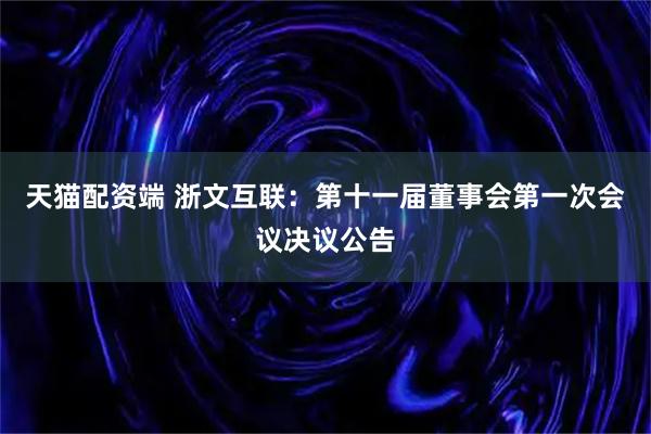天猫配资端 浙文互联：第十一届董事会第一次会议决议公告